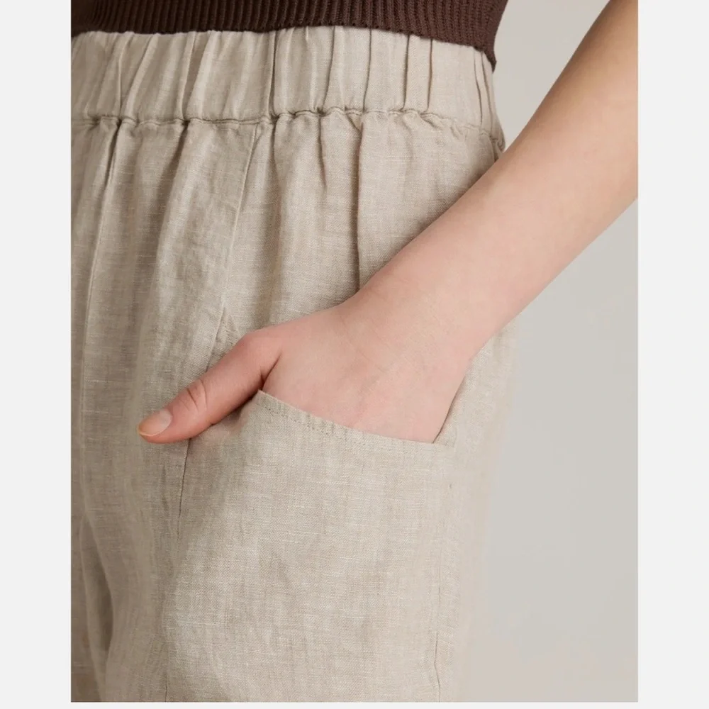 NWT Quince 100% European Linen Tapered Ankle Pants Flax Beach Vacation Resort XS